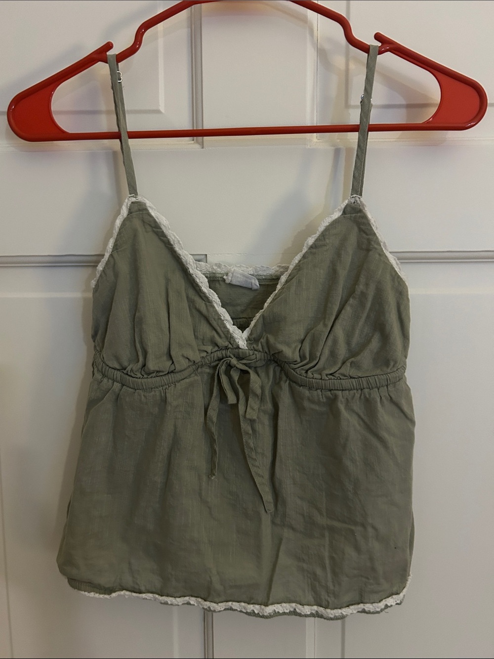 Cotton On Olive Green Lace-Trim Spaghetti Strap Top